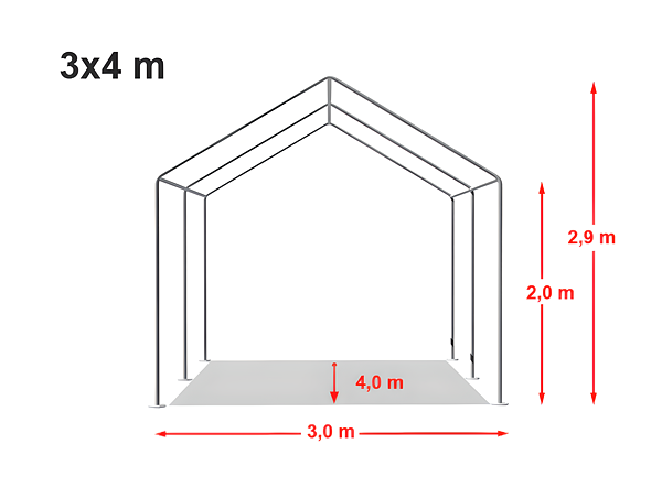 Technický výkres stanu 3x4 STANDARD