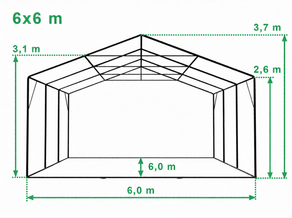 Technický výkres stanu 6x6 m MAX+