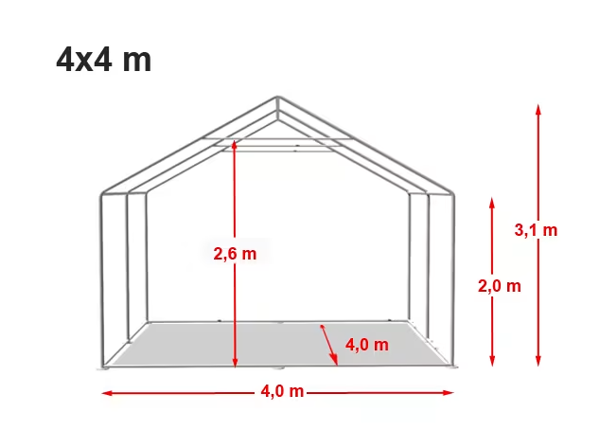 Technický výkres stanu 4x4 PREMIUM