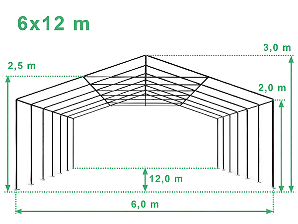Technický výkres stanu 6x12 m PREMIUM