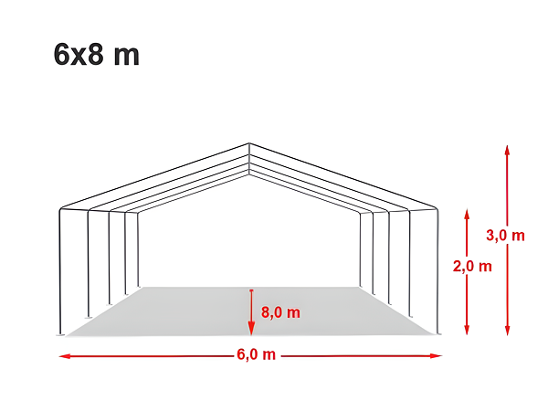 Technický výkres stanu 6x8 m STANDARD