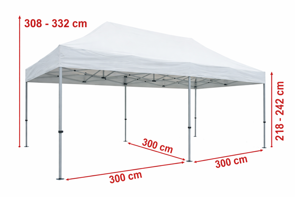 Technický výkres nůžkového stanu 3 x 6 m ALU Standard