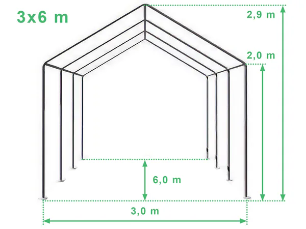 Technický výkres stanu 3x6 STANDARD