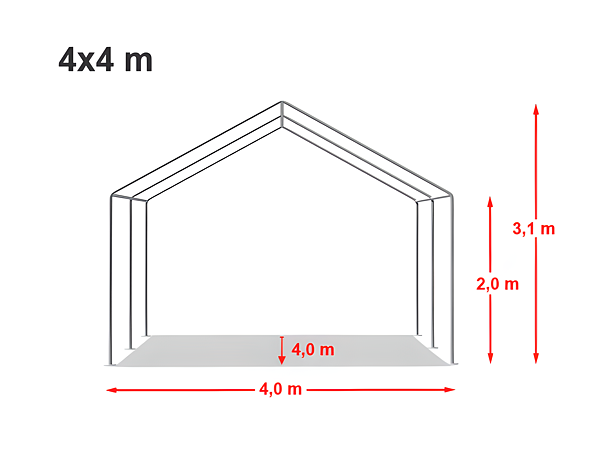 Technický výkres stanu 4x4 STANDARD
