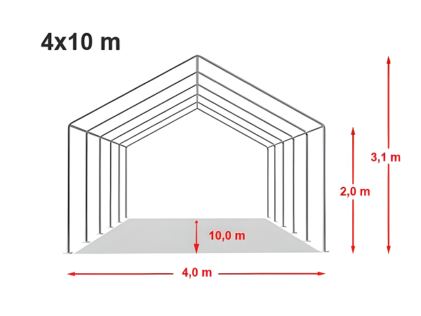 Technický výkres stanu 4x10 m STANDARD