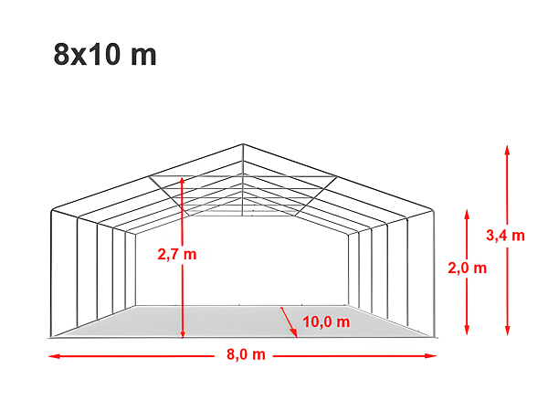 Technický výkres stanu 8x10 m PREMIUM