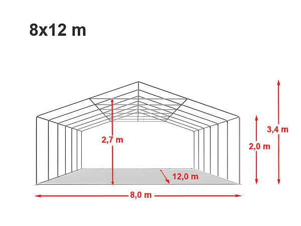 Technický výkres stanu 4x10 m MAX+