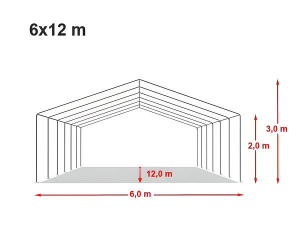 Technický výkres stanu 6x12 m STANDARD