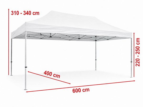 Technický výkres nůžkového stanu 4x6 m
