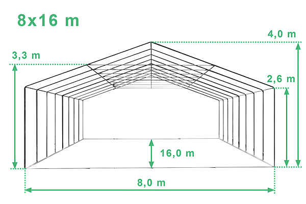 Technický výkres stanu 8x10 m MAX+