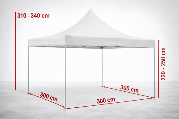 Technický výkres nůžkového stanu 3x3 m