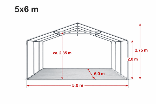 Technický výkres stanu 5x8 PREMIUM