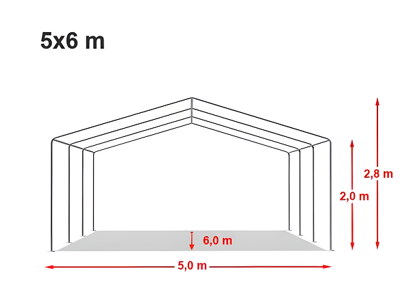 Technický výkres stanu 5x6 m STANDARD