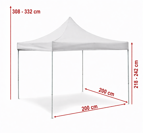 Technický výkres nůžkového stanu 2 x 2 m