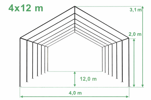 Technický výkres stanu 4x12 STANDARD