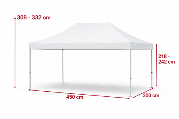Technický výkres nůžkového stanu 3 x 4,5 m
