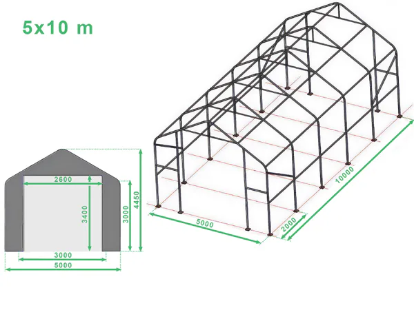 Technický výkres skladové haly 5x10 m
