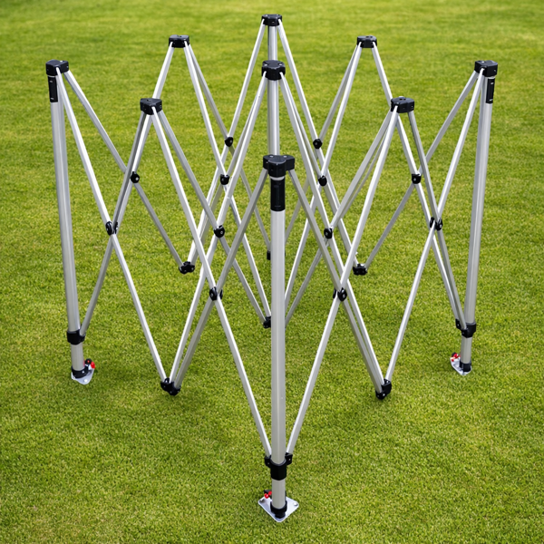 Nůžkový stan 2×2 m ALU Standard – částečně rozložená konstrukce