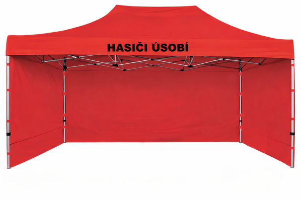 Nůžkový stan s jednobarevným potiskem od Ambitent pro Hasiče z Úsobí