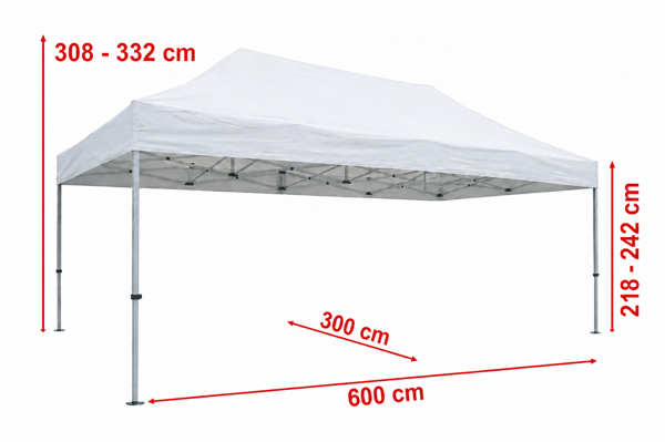 Technický výkres nůžkového stanu 3x6 m