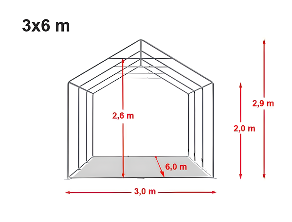 Technický výkres stanu 3x6 PREMIUM