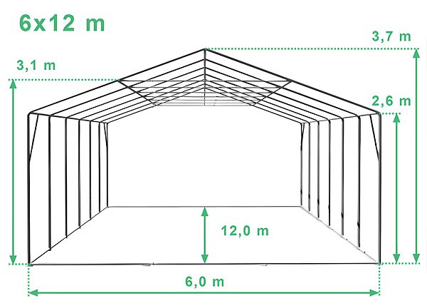 Technický výkres stanu 6x12 m MAX+