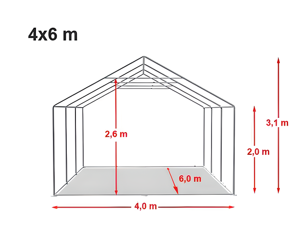 Technický výkres stanu 4x6 PREMIUM