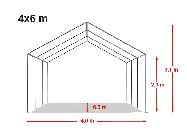 Technický výkres stanu 4x6 m STANDARD