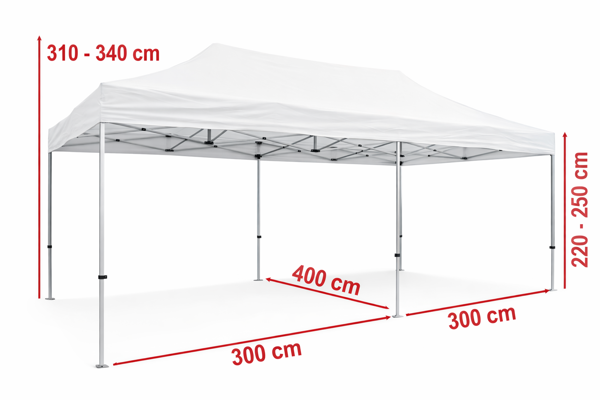 Technický výkres nůžkového stanu 3x6 m