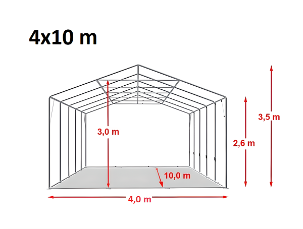 Technický výkres stanu 4x10 m MAX+